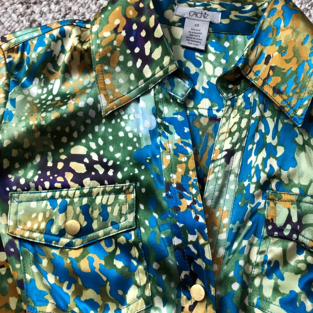 Cache abstract animal print watercolor Blouse XS - Picture 3 of 3